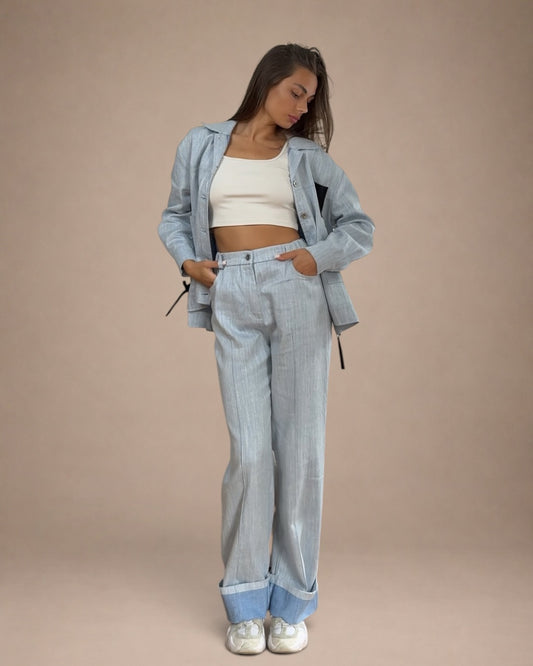 Komplet z efektem denim
