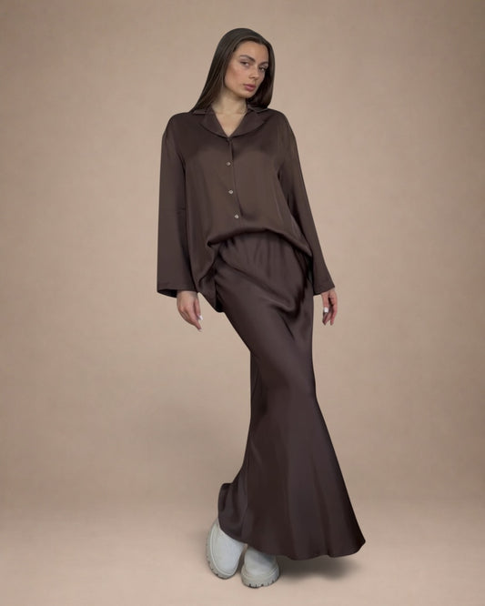 Komplet Koszula + Spódnica Maxi