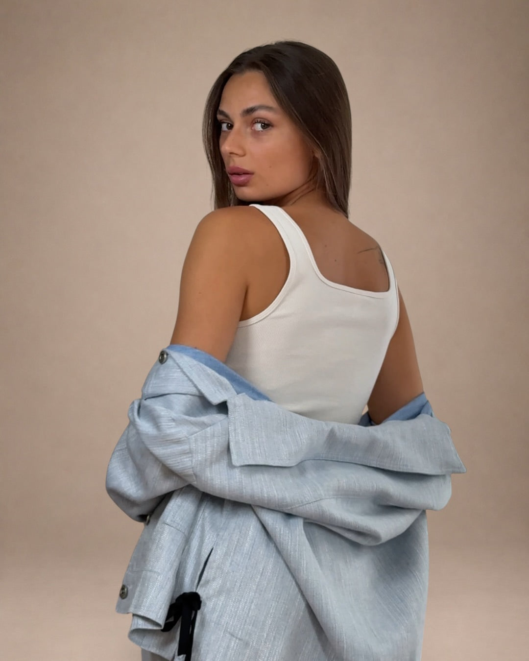 Komplet z efektem denim